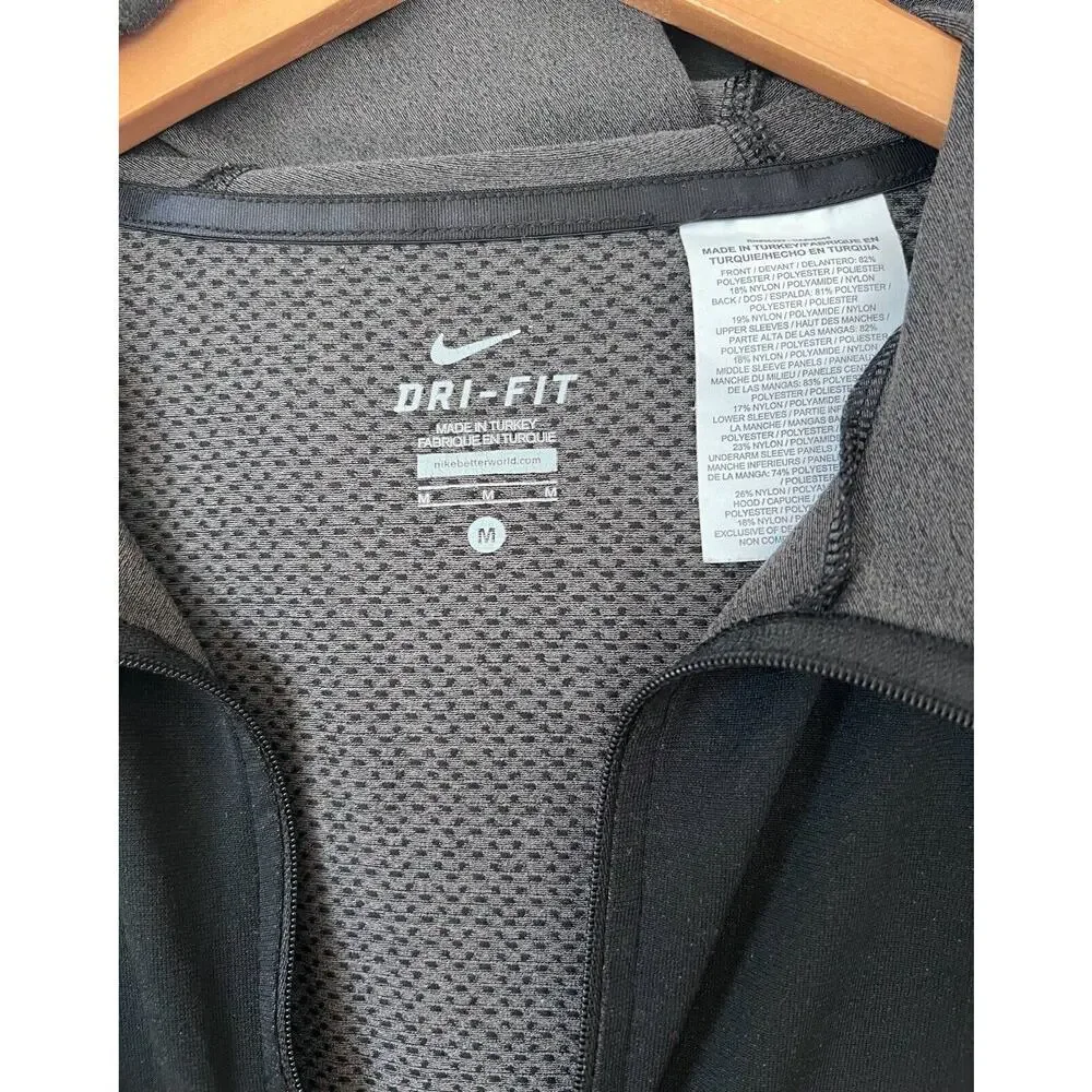 Nike Womens Size Medium Run Running Zip Hooded Jacket Hoodie Black Lightweight - Picture 3 of 4